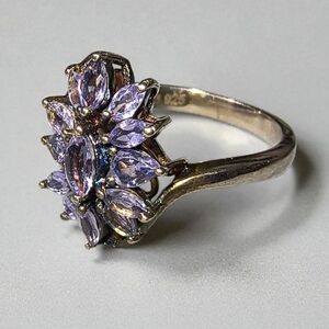 Chuck Clemency STS Iolite And Sterling Silver Cluster Bypass Ring